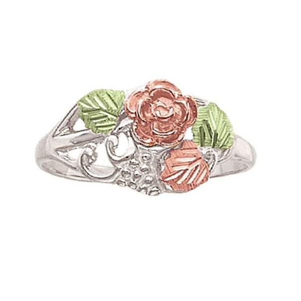 Sterling Silver Black Hills Gold Red Rose Ring I - Jewelry
