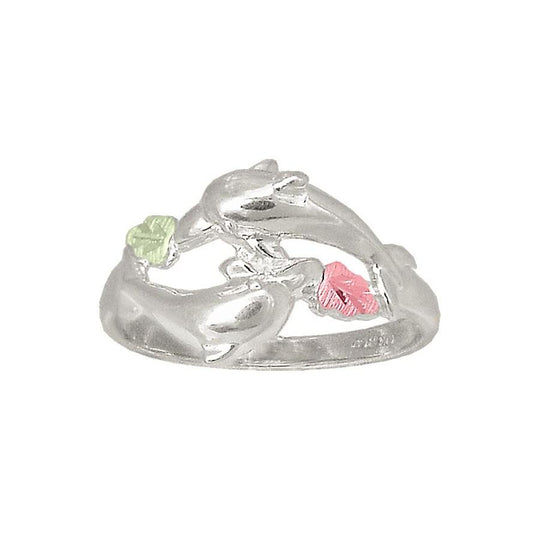 Sterling Silver Black Hills Gold Dolphin Ring - Jewelry