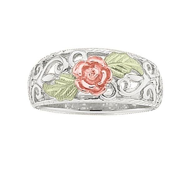 Sterling Silver Black Hills Gold Red Rose Ring II - Jewelry