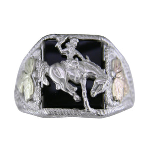 Men's Sterling Silver Black Hills Gold Cowboy Ring