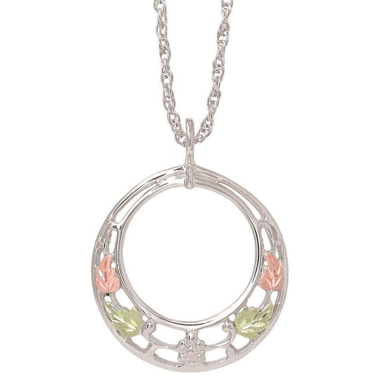 Sterling Silver Black Hills Gold Colorful Rings Pendant - Jewelry