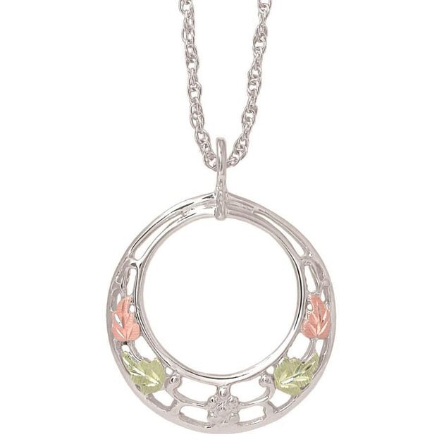 Sterling Silver Black Hills Gold Colorful Rings Pendant - Jewelry