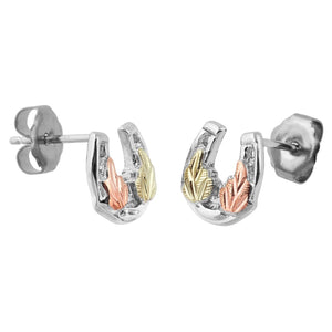 Horseshoe - Sterling Silver Black Hills Gold Earrings