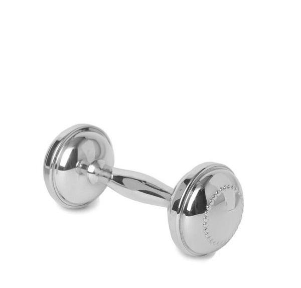 Dumbbell Rattle with Beading in Pewter