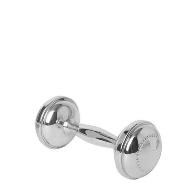 Dumbbell Rattle with Beading in Sterling Silver - Baby Gifts